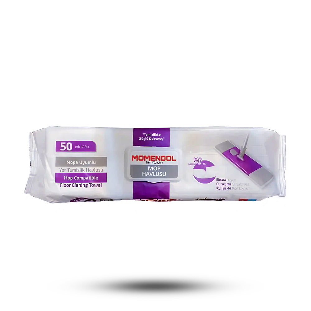 دستمال مرطوب تی کشی یکبار مصرف Momendol رایحه اسطوخودوس بسته 50 عددی